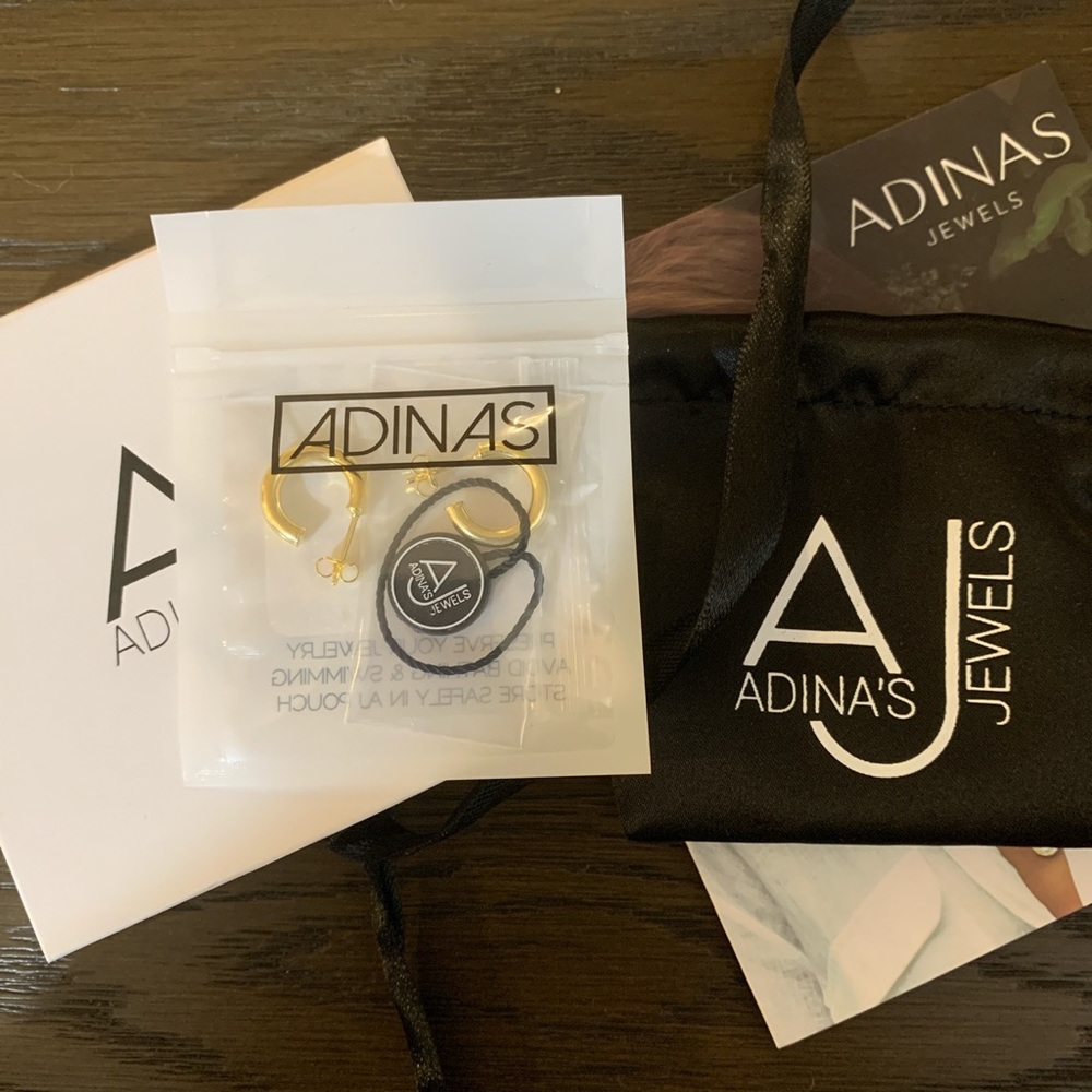 Adina’s Jewels NWT mini thick hollow gold hoops